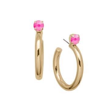 102559 Keeley Studded Hoop Earrings-Pink