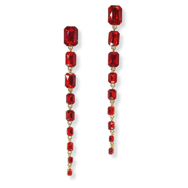 09554-Rectangle Rhinestone Long Drop Earring