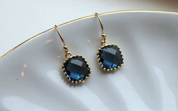 Dainty Navy Blue Earrings