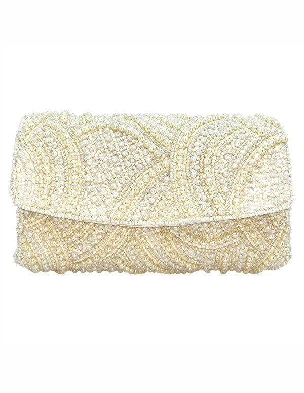 102091 Pearl Double Sided Beaded Clutch