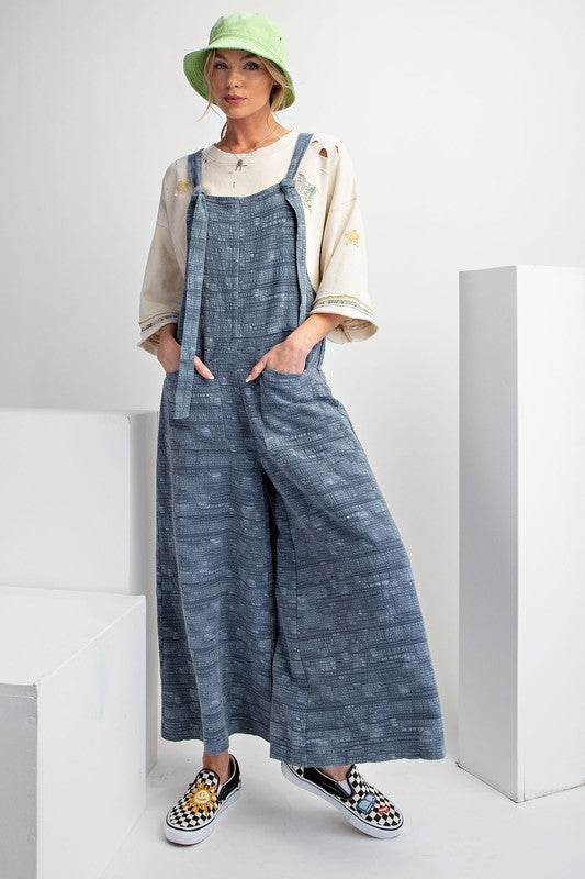 100241 Textured Woven Jumpsuit Pants