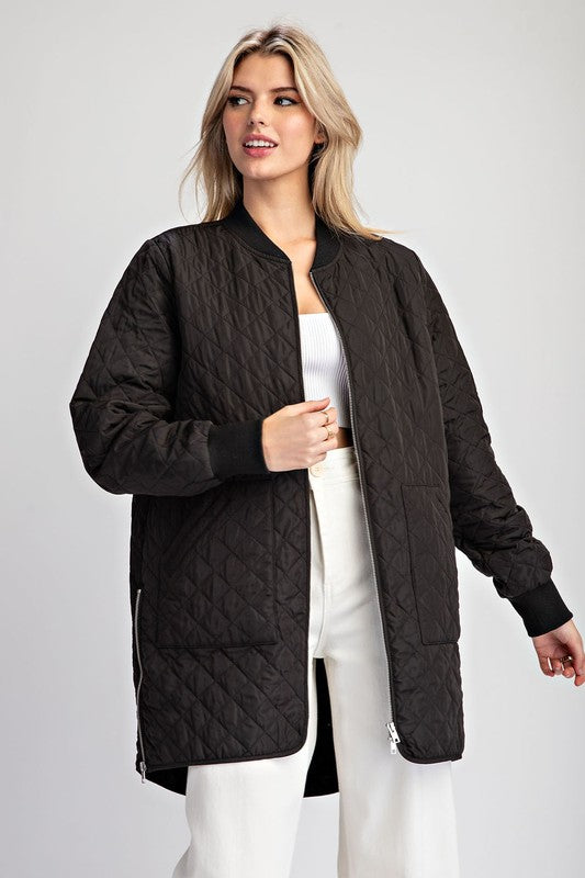 Textured Tunic Jacket-Black