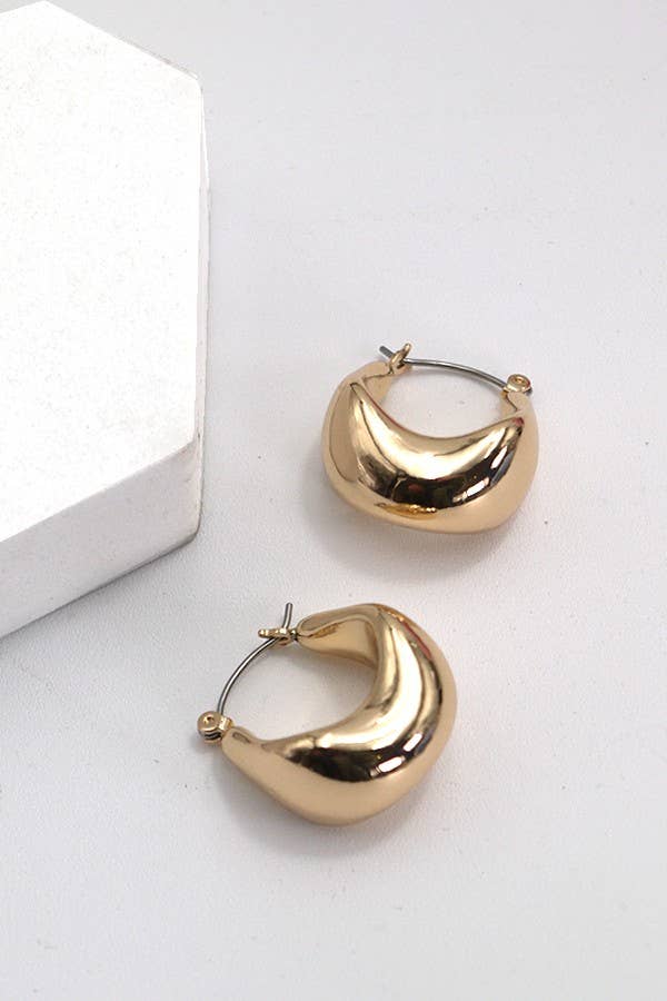 102886 U-SHAPE DROP HOOP EARRINGS-Gold