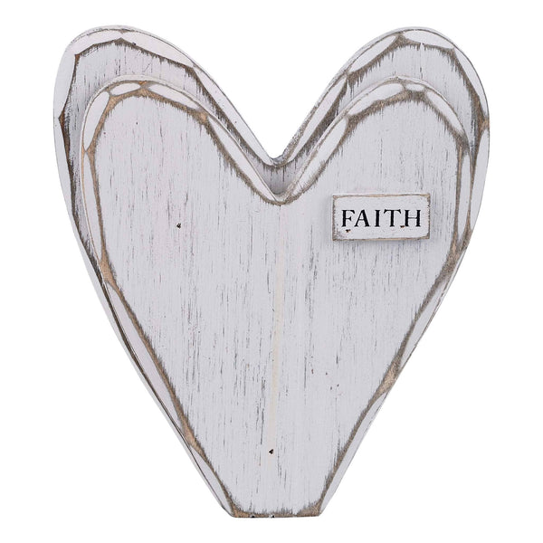 2501-078 Faith White Wooden Heart