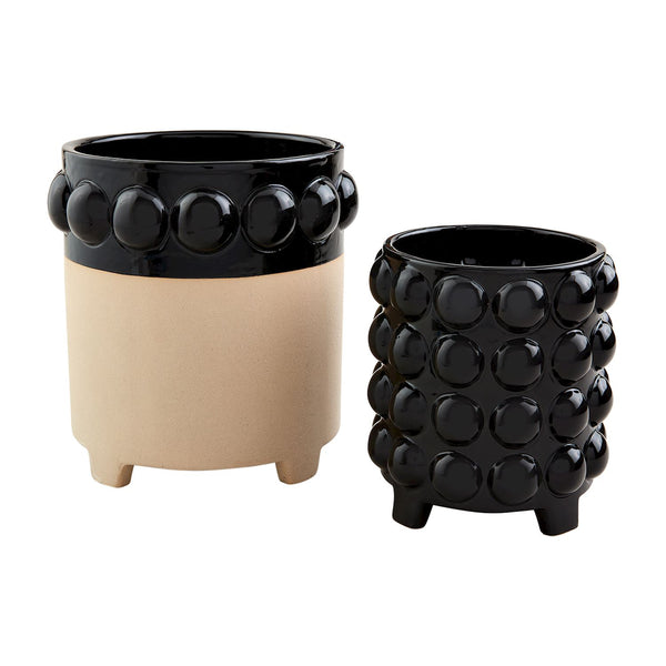 100308 Black Bead Flower Pot Set