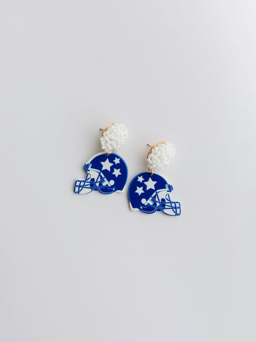 09237 Blue & White Helmet Earrings