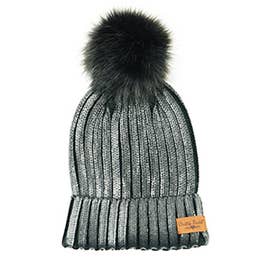 09707 Glacier Knit Pom Hat-Black