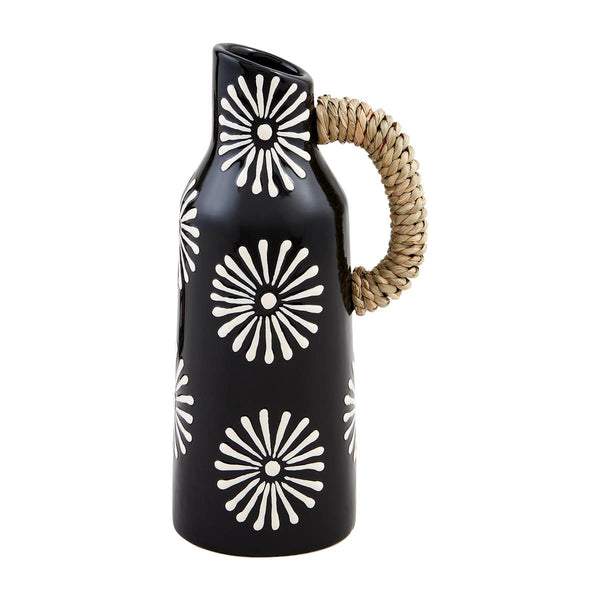 100174 Medium Black Patterned Bud Vase