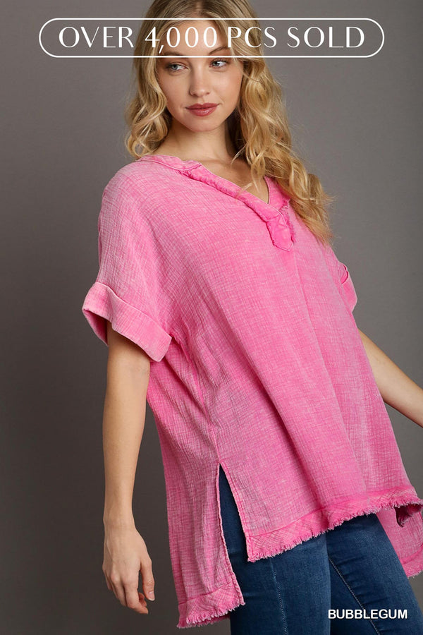 Bubblegum Mineral Wash Gauze Tunic