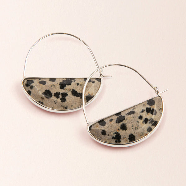 Stone Prism Dalmatian Jasper Silver Earring