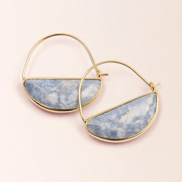 Stone Prism Blue Howlite Gold Earring