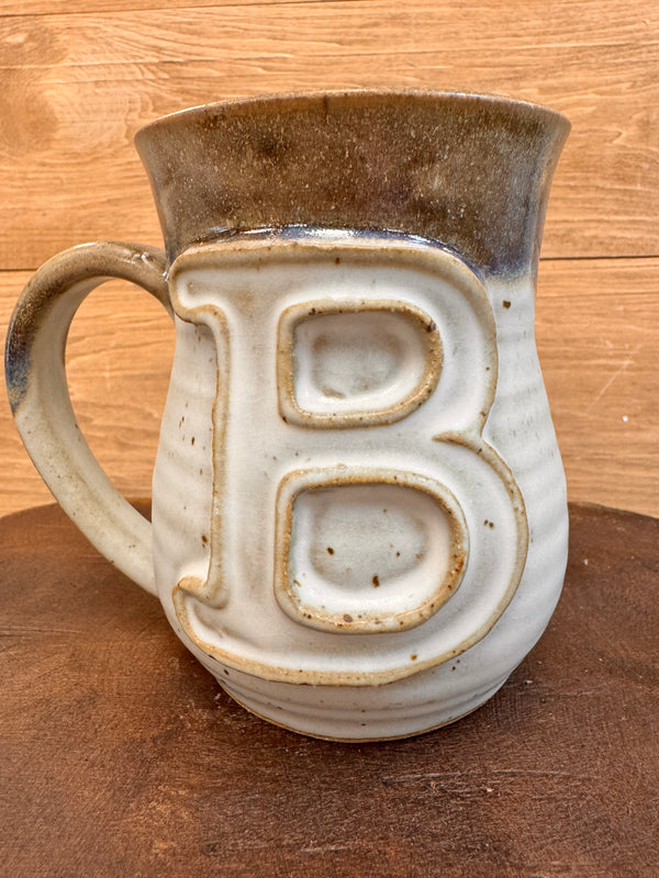 Ivory Linen Monogram Mug-B