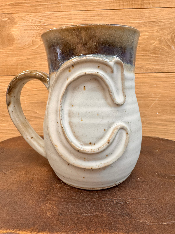 Ivory Linen Monogram Mug-C