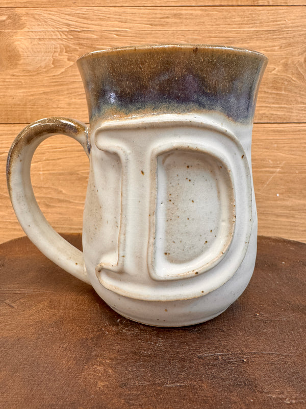 Ivory Linen Monogram Mug-D