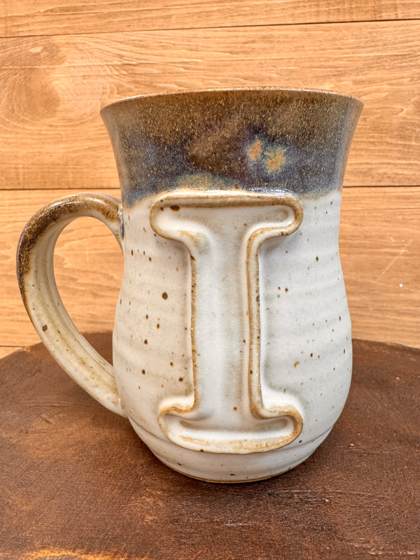 Ivory Linen Monogram Mug-I