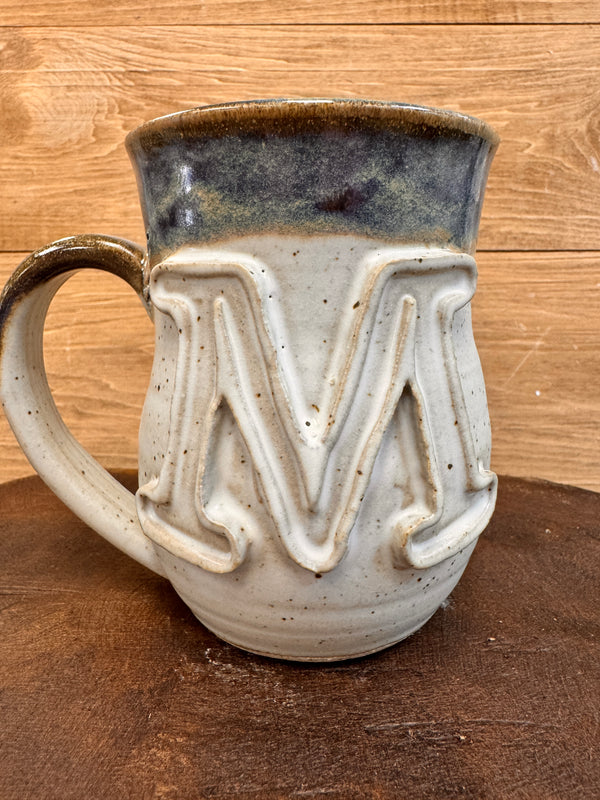 Ivory Linen Monogram Mug-M