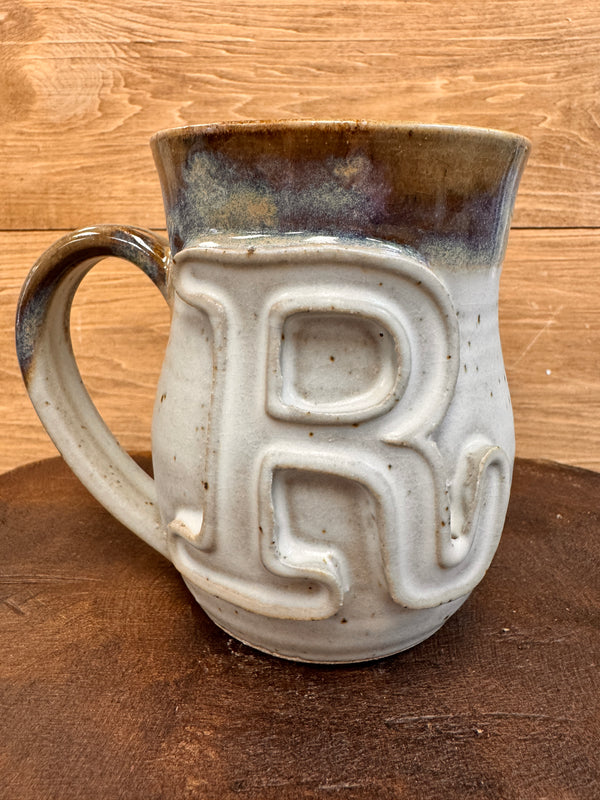 Ivory Linen Monogram Mug-R