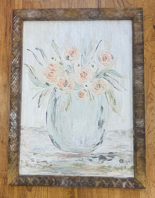 101183 Coral Floral Framed Art