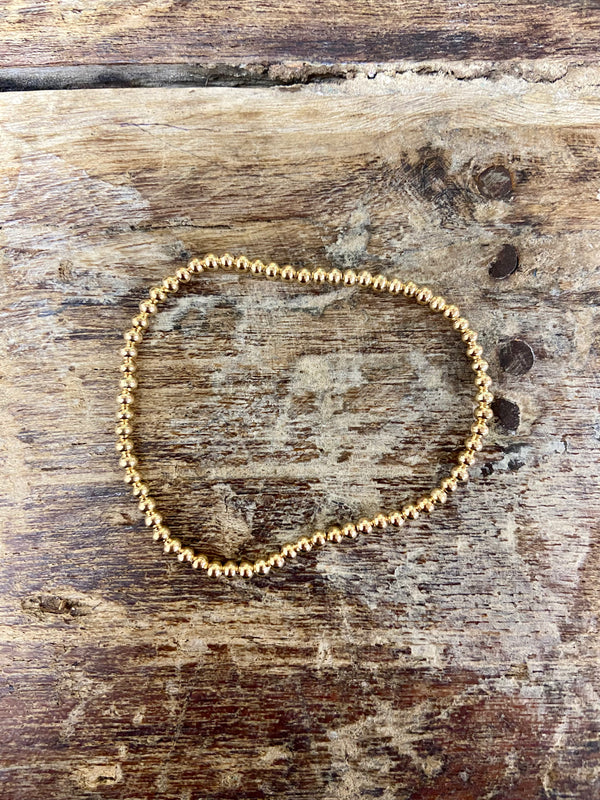 08821 3MM Gold Bead Stretch Bracelet