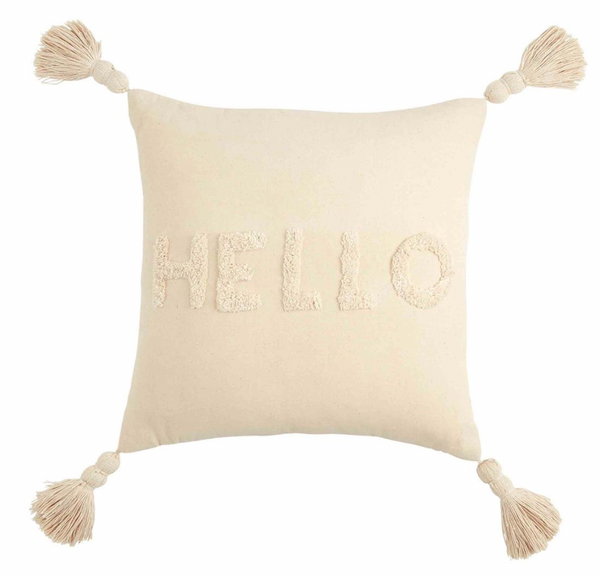 08198 Tufted Cotton "Hello" Pillow