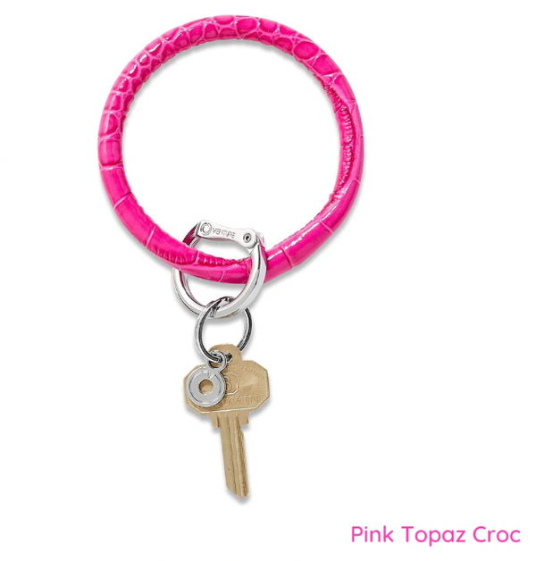 08246 Pink Topaz Croc Leather Big O Keyring