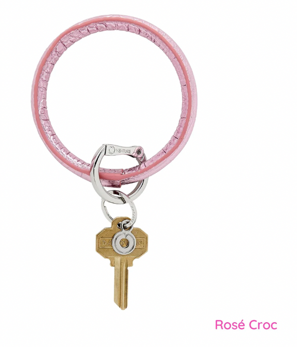 08247 Rose Croc Leather Big O Keyring