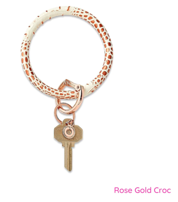 08248 Rose Gold Croc Leather Big O Keyring