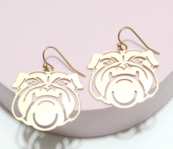 08670 Bulldog Gold Cutout Earring