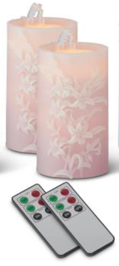 100440 Embossed Pillar Candle-Peach