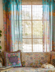 101431 Teal Printed Curtain Panel