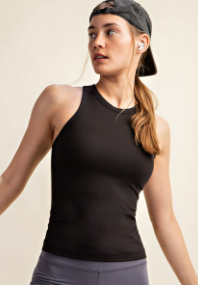 Sleeveless Racer Back Top-Black