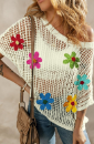 101503 Crochet Flower Sweater Shirt