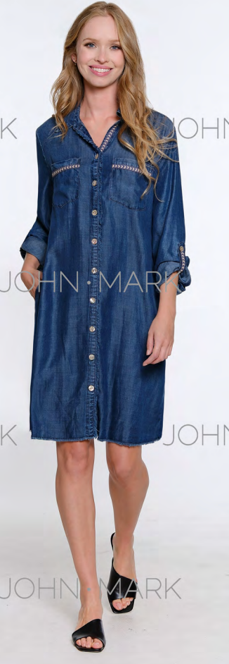 Button Front Denim Dress