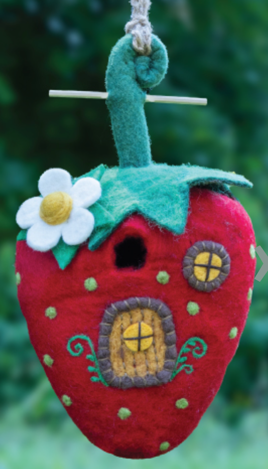 Strawberry Felt Bird House