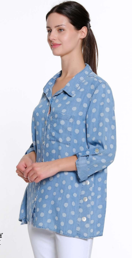 Denim Polka Dot Top