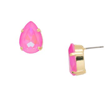 Crystal Stud Earrings-Pink