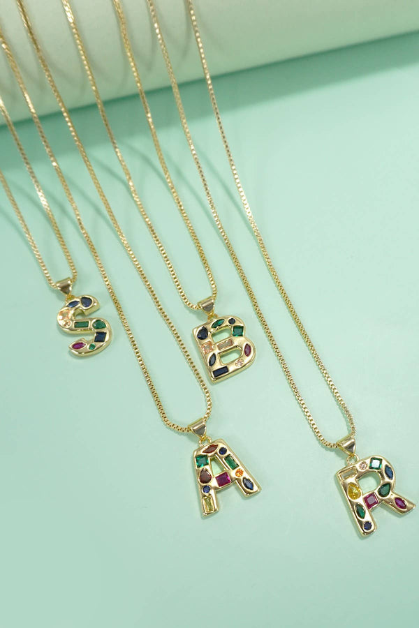 Initial T Multi Color Necklace