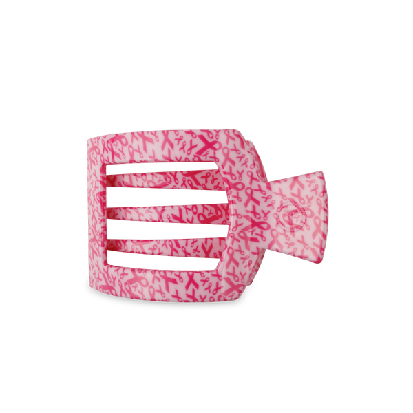 Med Square Flat Hair Clip-Pink Ribbons