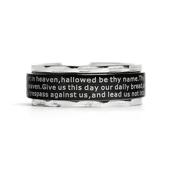 102894- Highly Polished Stainless Steel Lord's Prayer Spinner Center Ring: 8mm / 6