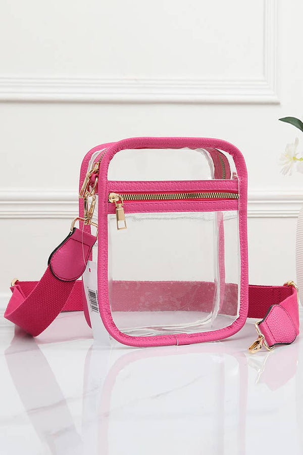 102055 Clear Cross Body Mini Bag: Pink