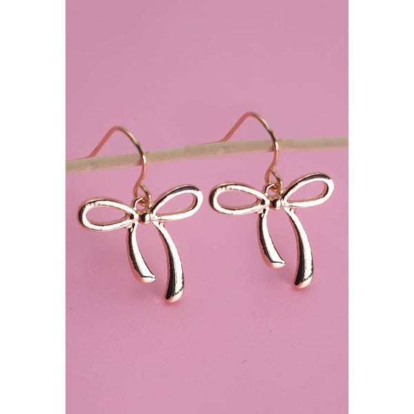 100827 Mini Bow Drop Earrings-Gold