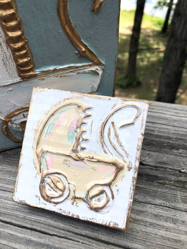 07914 Baby Carriage Textured Painted Block