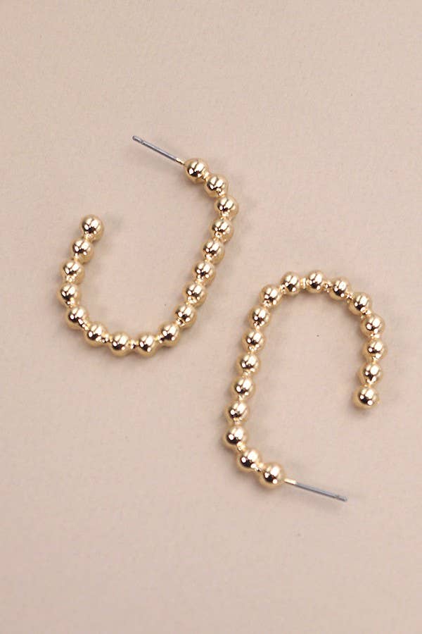 100386 Geo Ball Hoop Earrings:Gold