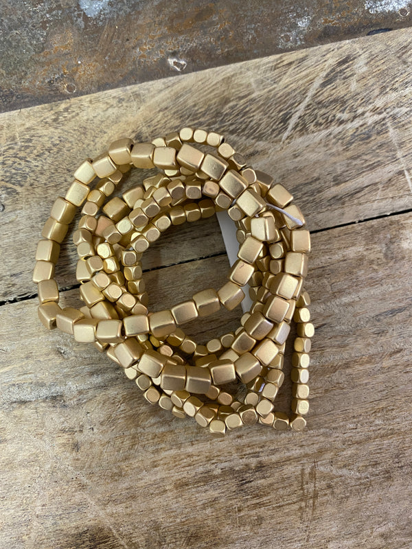 04649 - Matte Gold 7 Row Stretch Bracelet