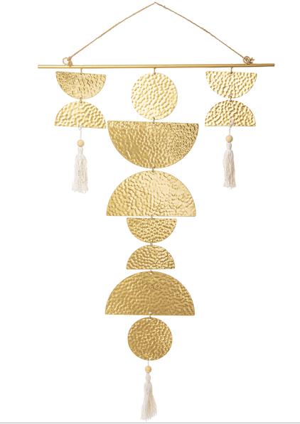 05568 Hammered Gold Geo Shaped Wall Decor with Tassels