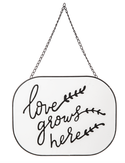 05750 Embossed "Love Grows Here" Hanging Wall Decor