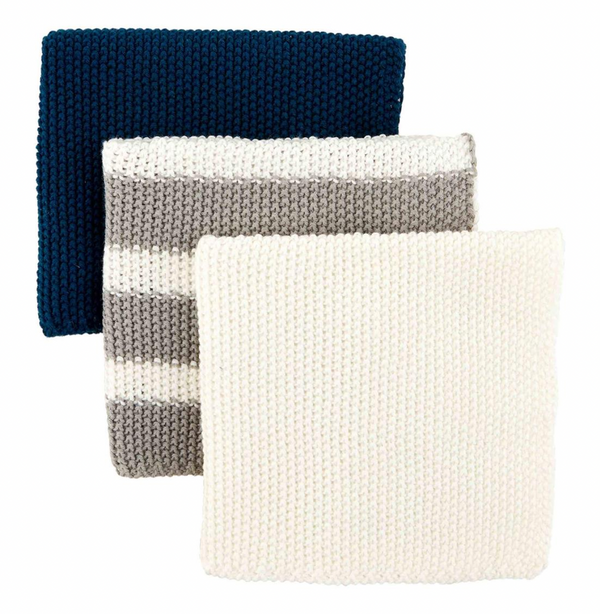 07434 Navy Knit Dishcloth Set