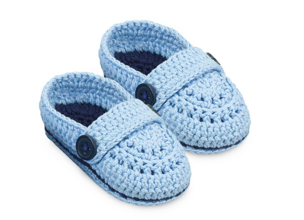 07668 My First Mocs Crochet Bootie-Blue