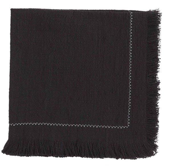 08145 Black Fringe Napkin Set