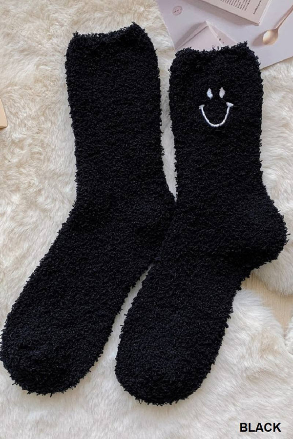 100049 Happy Face Smiley Fuzzy Socks